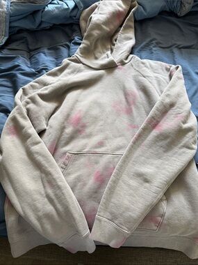 John Elliott Light Beige Hoodie with Pink Accents
